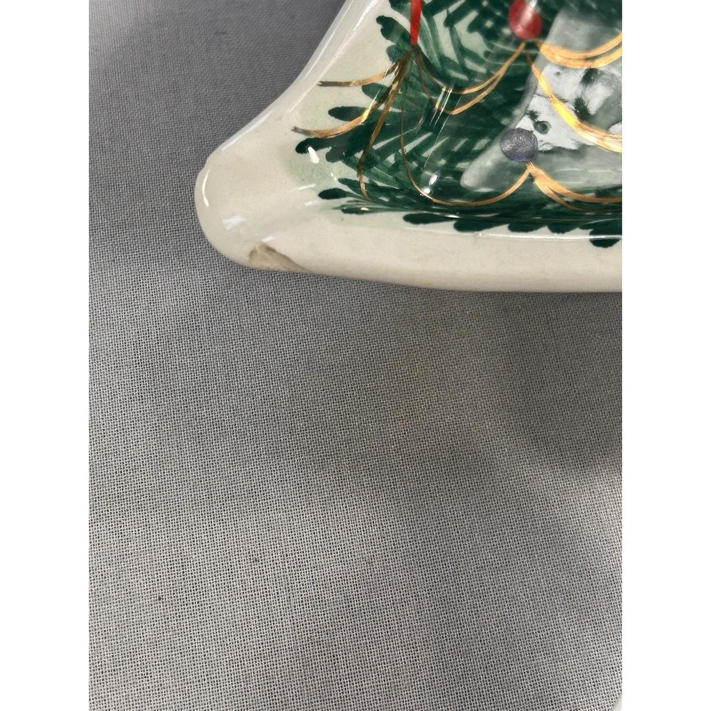 VTG Hand Painted Christmas Trees Italy Numbered each Have Wear Or Chip See Pics‎